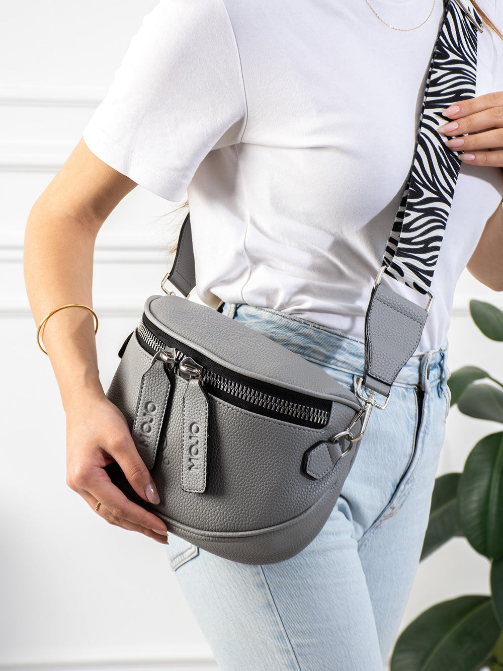 MOJO Zebra Desen Askılı Omuz ve Çapraz Çanta - Gri DR